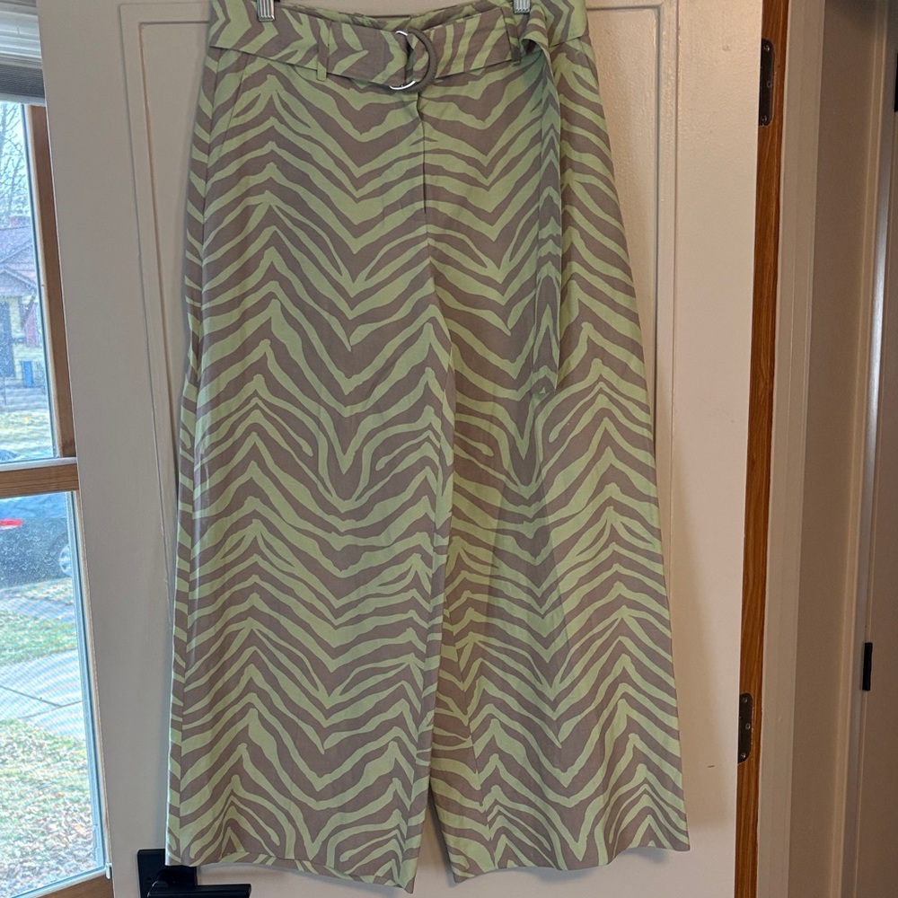 Lafayette 148 New York Rockefeller Silk Linen Zebra Striped Pants